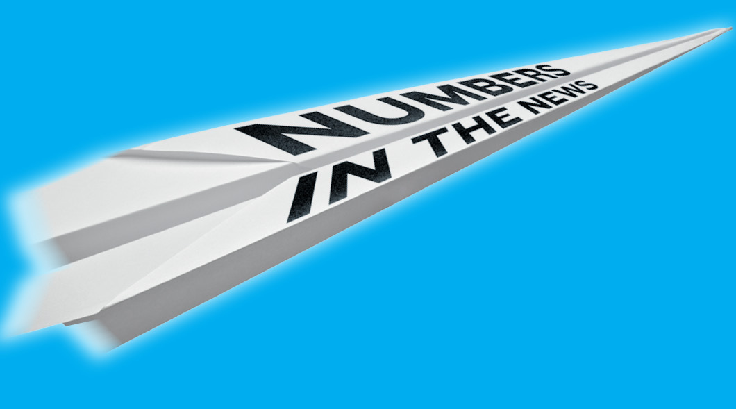 Image of a paper airplane labeled as "Numbers in the News"