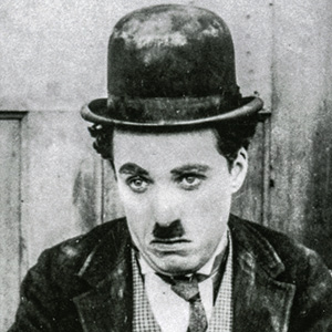 Black & white photo of Charlie Chaplin