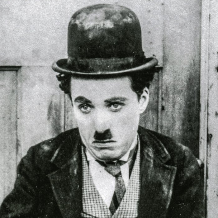 Black & white photo of Charlie Chaplin