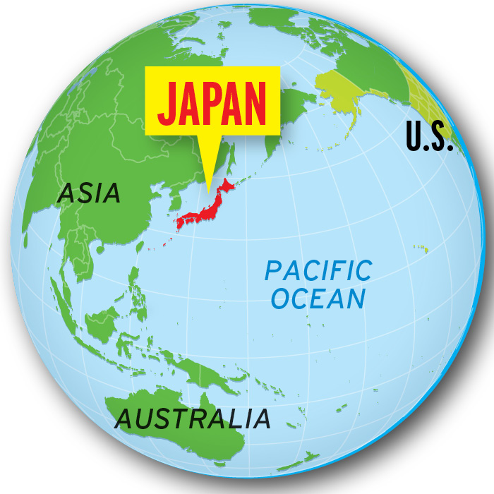 World map highlighting Japan