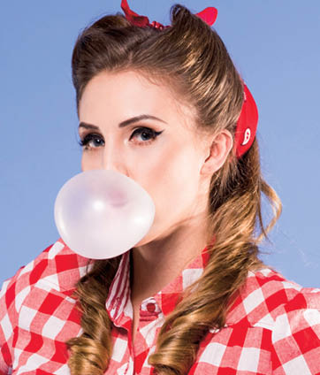 Image of a person blowing a bubble