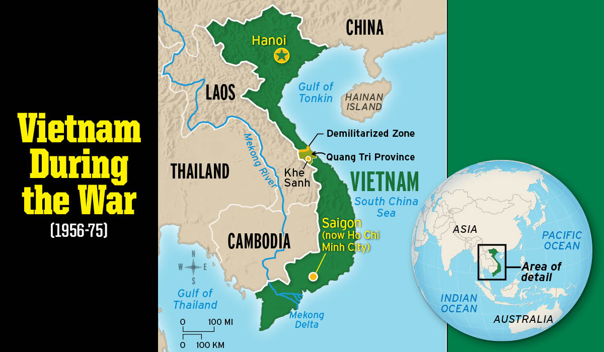 Map showing Vietnam during the War from 1956 through 1975
